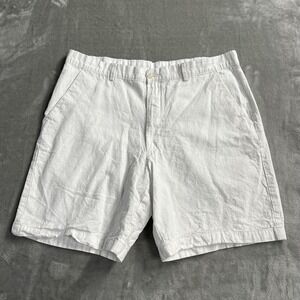 Stafford Shorts Mens 38 White Linen Blend Chino Lightweight Coastal Summer Beach